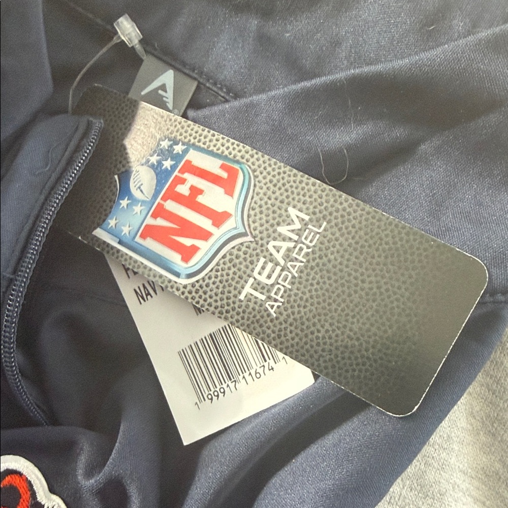 Chicago Bears Navy Quarter Zip Long Sleeve Shirt with Logo Unisex Medium - Picture 5 of 5